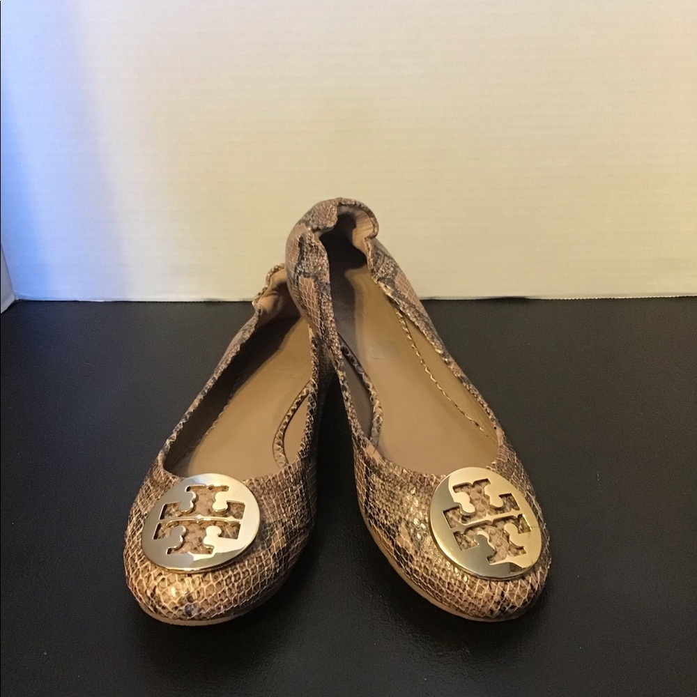 Tory Burch Reva Snakeskin Ballet Flats - Picture 1 of 12